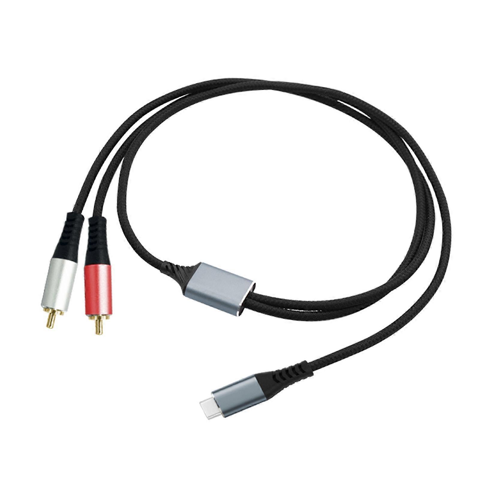 Aluminum Alloy USB C To 2RCA Sound Y Splitter Cable Braideds Shielding For Smartests Devices Speakers Multicolor