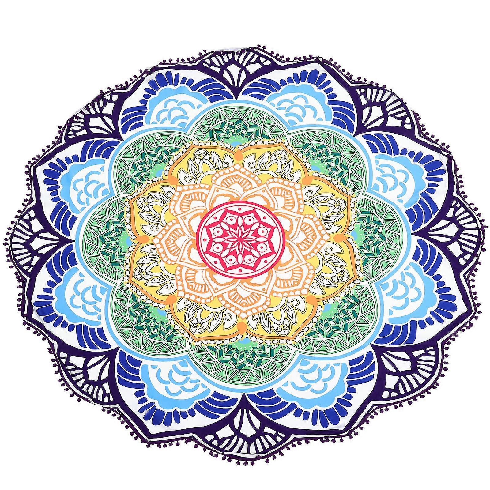 Round Yoga Mat Blanket Shawl Multi-Colored Polyester Home Use 1Set