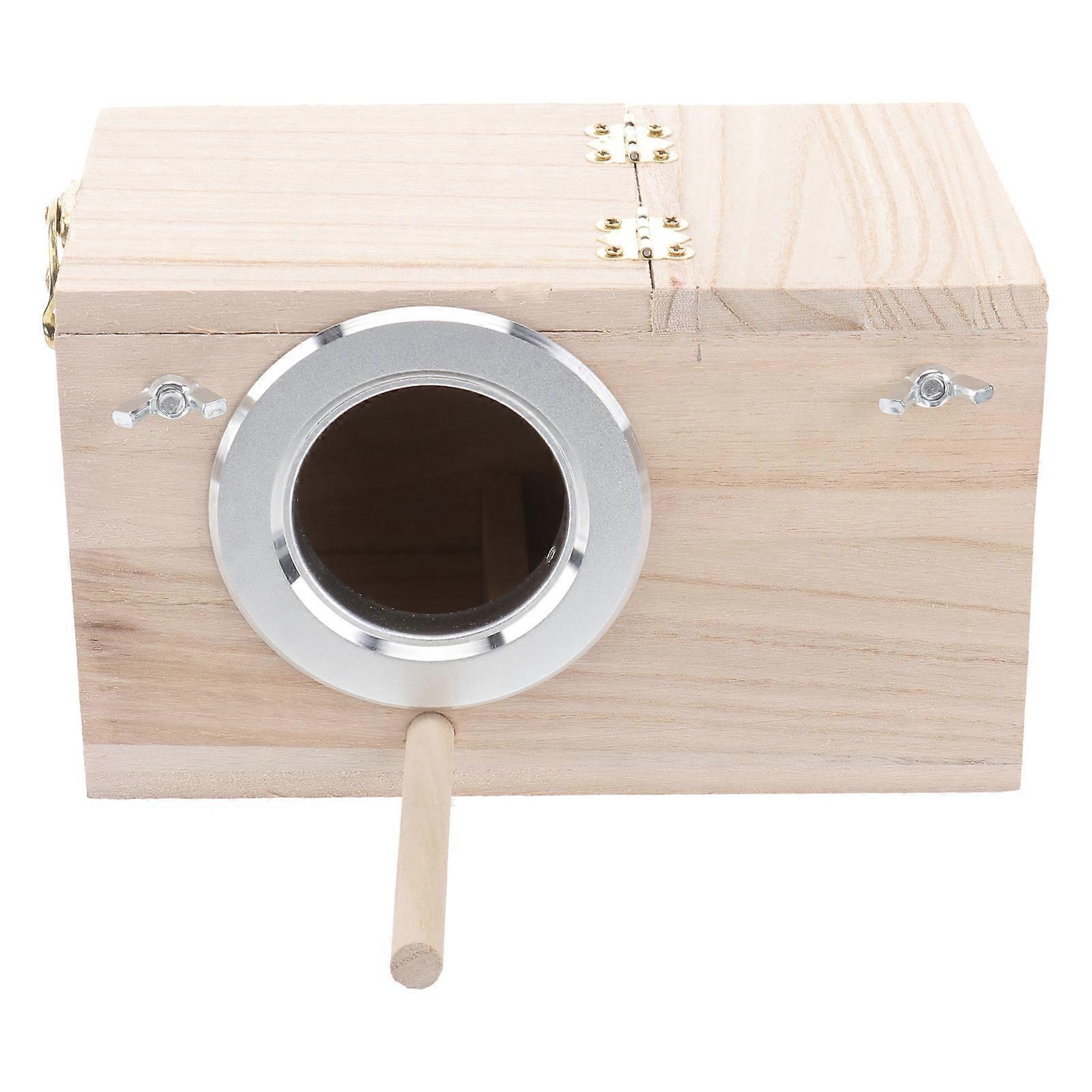 Durable Wooden Bird Nest Box with Protected Entrance for Small Songbirds, Educational Observation Feeder for Garden Use