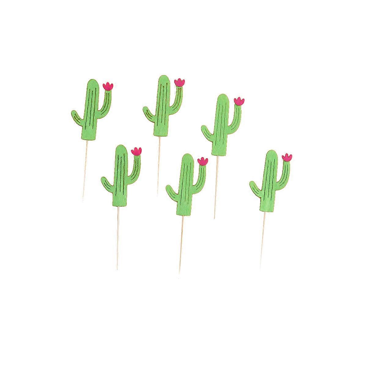 Hawaiian Cake Decorations Cactus Cupcake Toppers for Corporate Events Birthday Party 12Pcs
