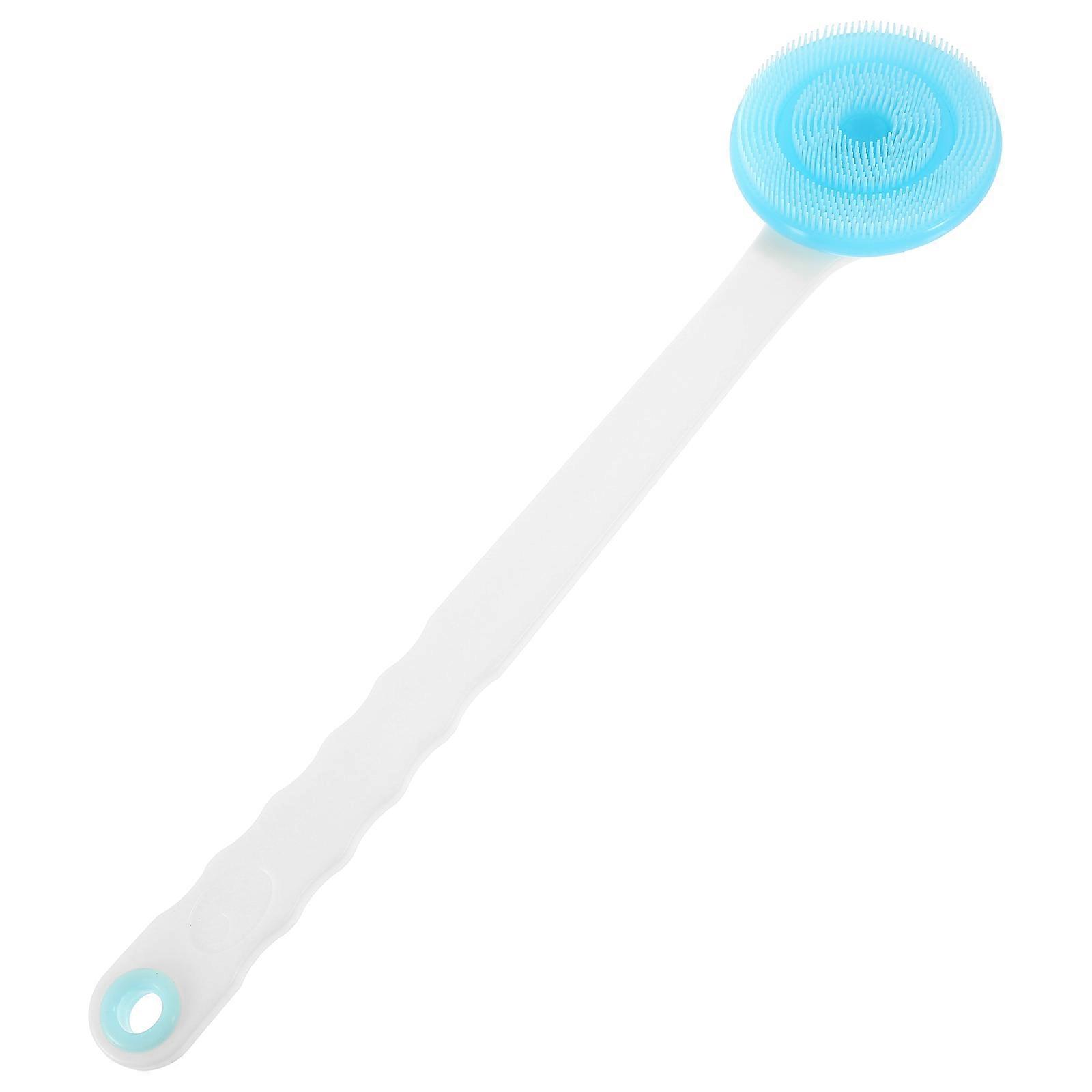 Blue Silicone Bath Brush with Long Handle for Shower Deep Cleansing and Exfoliating Dry Skin 360 Degree Rotary