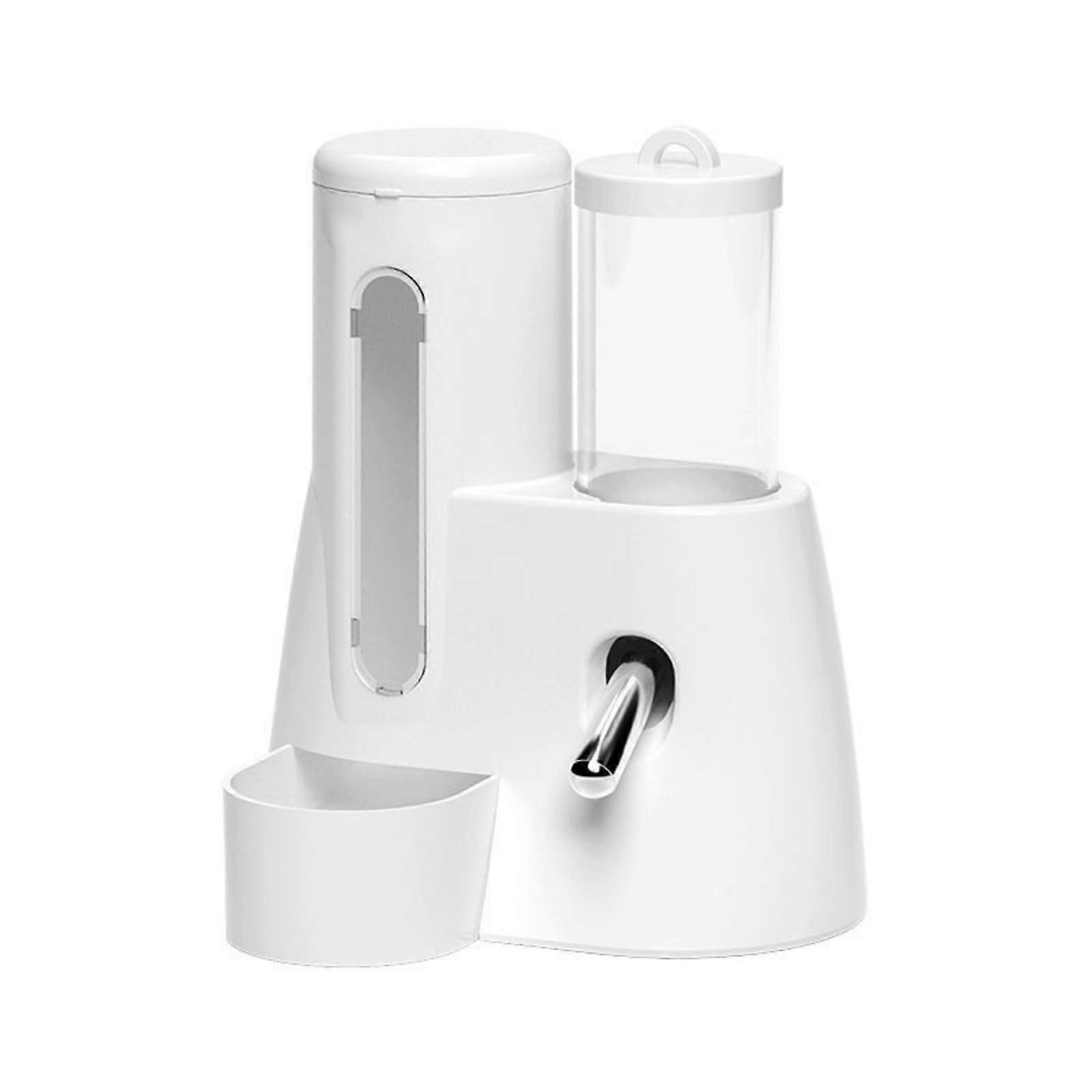 Automatic Hamster Waterer and Feeder Combo, Space-Saving Cage Device for Mice, Chinchillas, and Hamsters, White 125ml