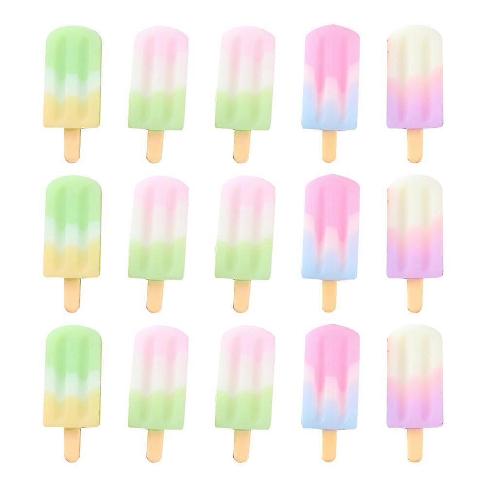 Assorted Color Resin Miniature Ice Cream Charms for Decor Smooth to Touch Sturdy and Durable 15 Pieces