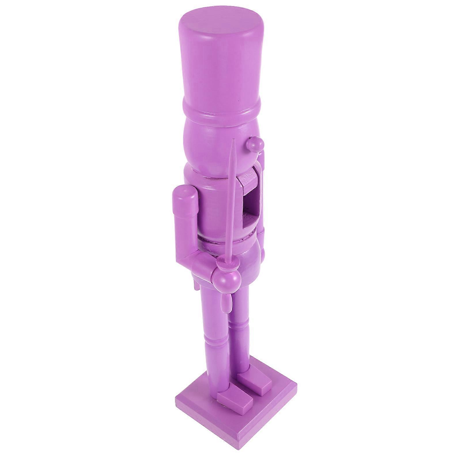 Holiday Cabinet Decor Wooden Nutcracker Ornament Tabletop Cabinet Display Purple 38.00X9.00X8.00CM Decoration 1Pack