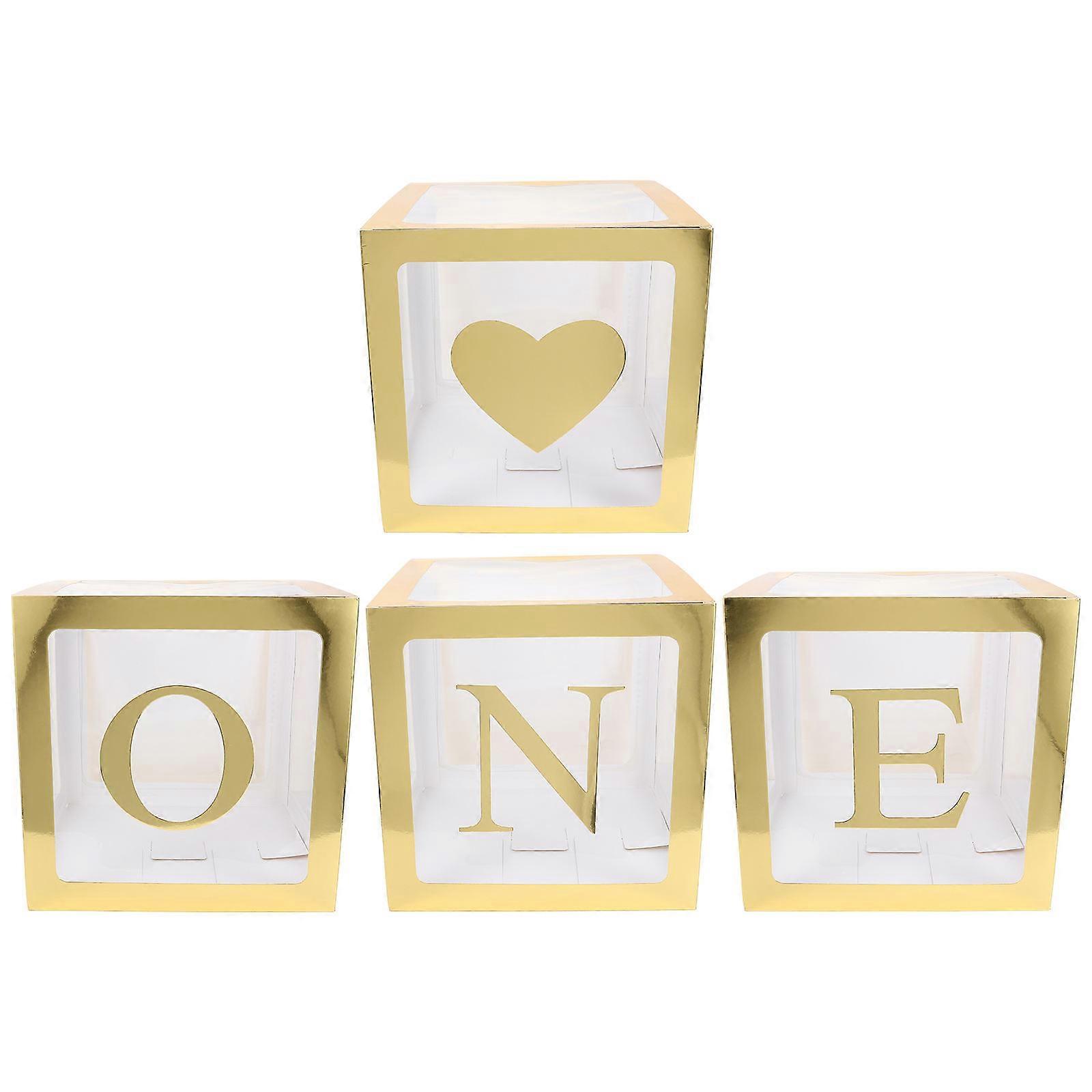 Decorative Balloon Box Golden Paper Material For Gender Reveal Party And Baby Room Decor 30x30x30 Cm 4Pcs