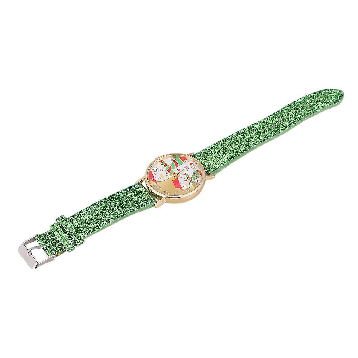Beautiful Snowman Style Ladies Watch In Green For Christmas And New Year Celebrations Timekeeping 1Set