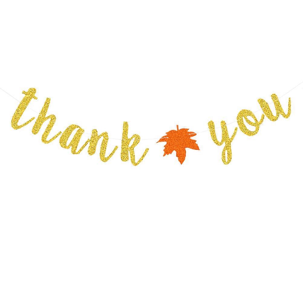 Thanksgiving Party Decorative Glitter Banner For Festive Celebrations In Golden Color With Maple Leaf Shape Perfect For Party Supplies 1Pc