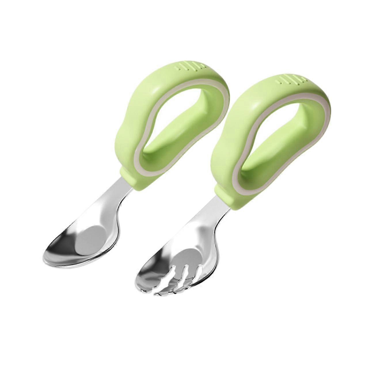 1piece children's cutlery set with silicone handle, spoon and fork for toddlers