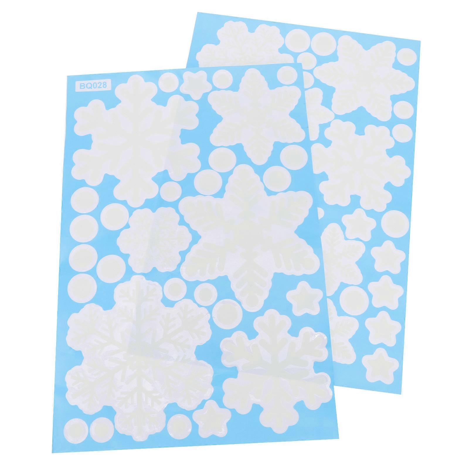 Glow In The Dark Snowflake Decals 2 Sheets For Christmas Festivities PVC Luminous Decorations