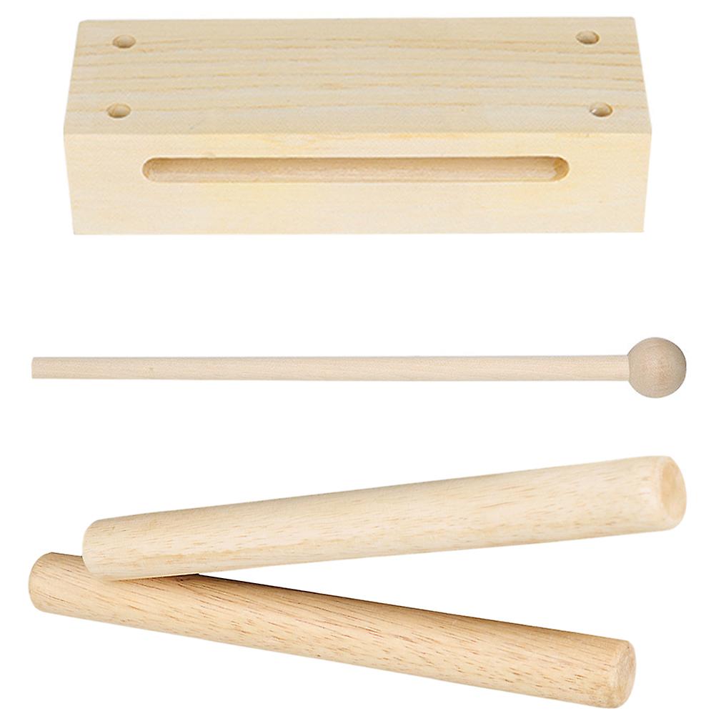 Percussion Rhythm Block 1 Set Perfect For Music Teaching Lightweight Easy To Carry Beige Wood Suitable For Kids