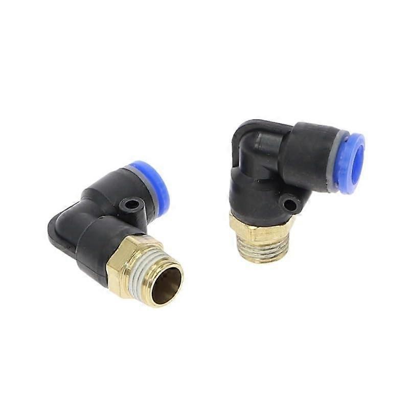 PL Hose OD 4-12 mm Pneumatic Tube Elbow Connector, Push-In Fitting, Male Thread, 1/8-1/2 in, 10 mm OD Hose, 1/4 in