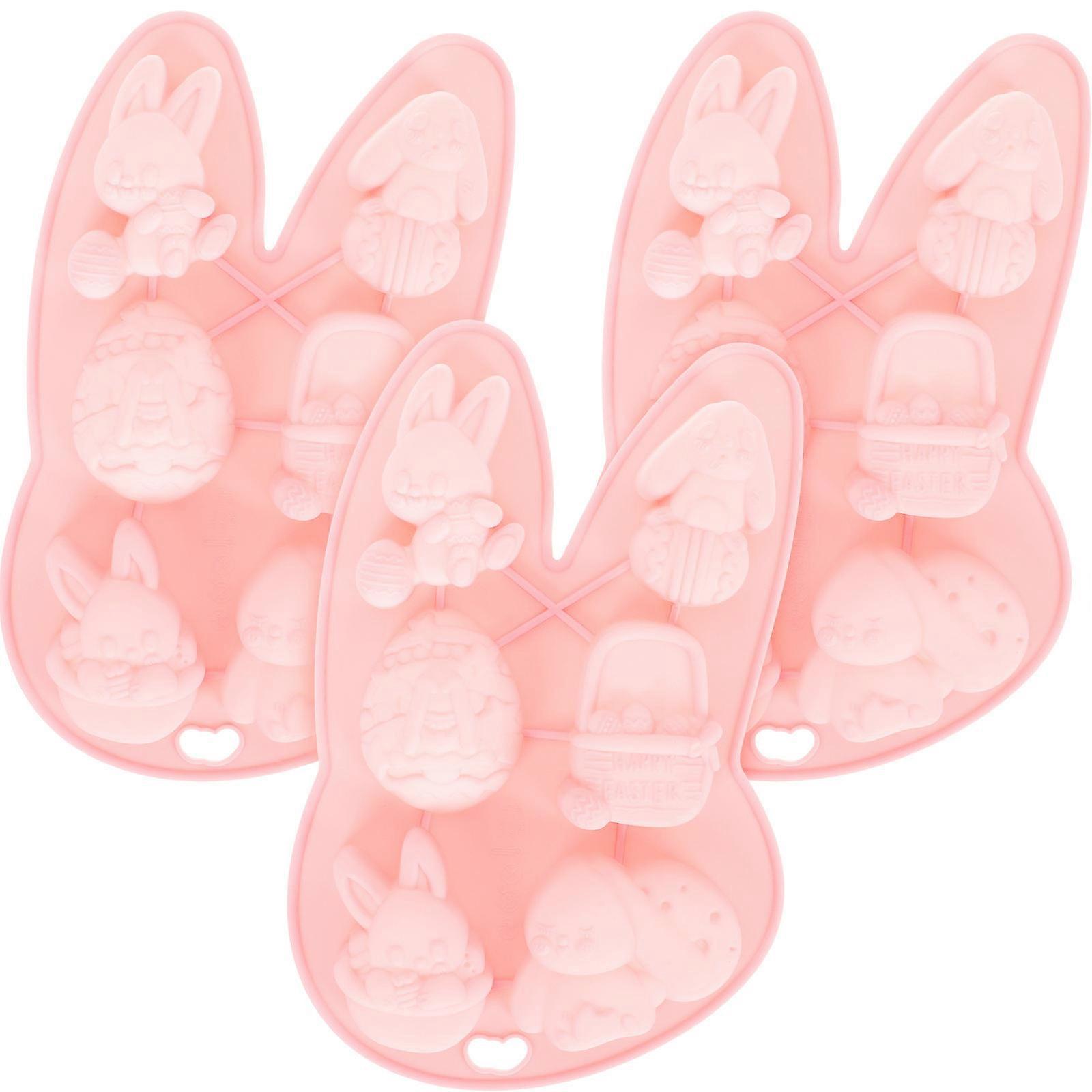 3pcs Reusable Silicone Bunny Molds for Easter Candy, Baking, Cookies & Desserts – Non Stick, Home & Professional Use