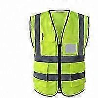 Reflective Safety Vest with High Visibility, Zipper Closure, Mobile Phone Pocket, ID Holder, and 3D Design for Work and Security Use