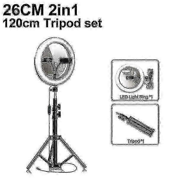 Led Ring Light With Tripod Stand With Makeup Mirror Ring Lamp Selfie Stick Studio Photography Lights For Video Live