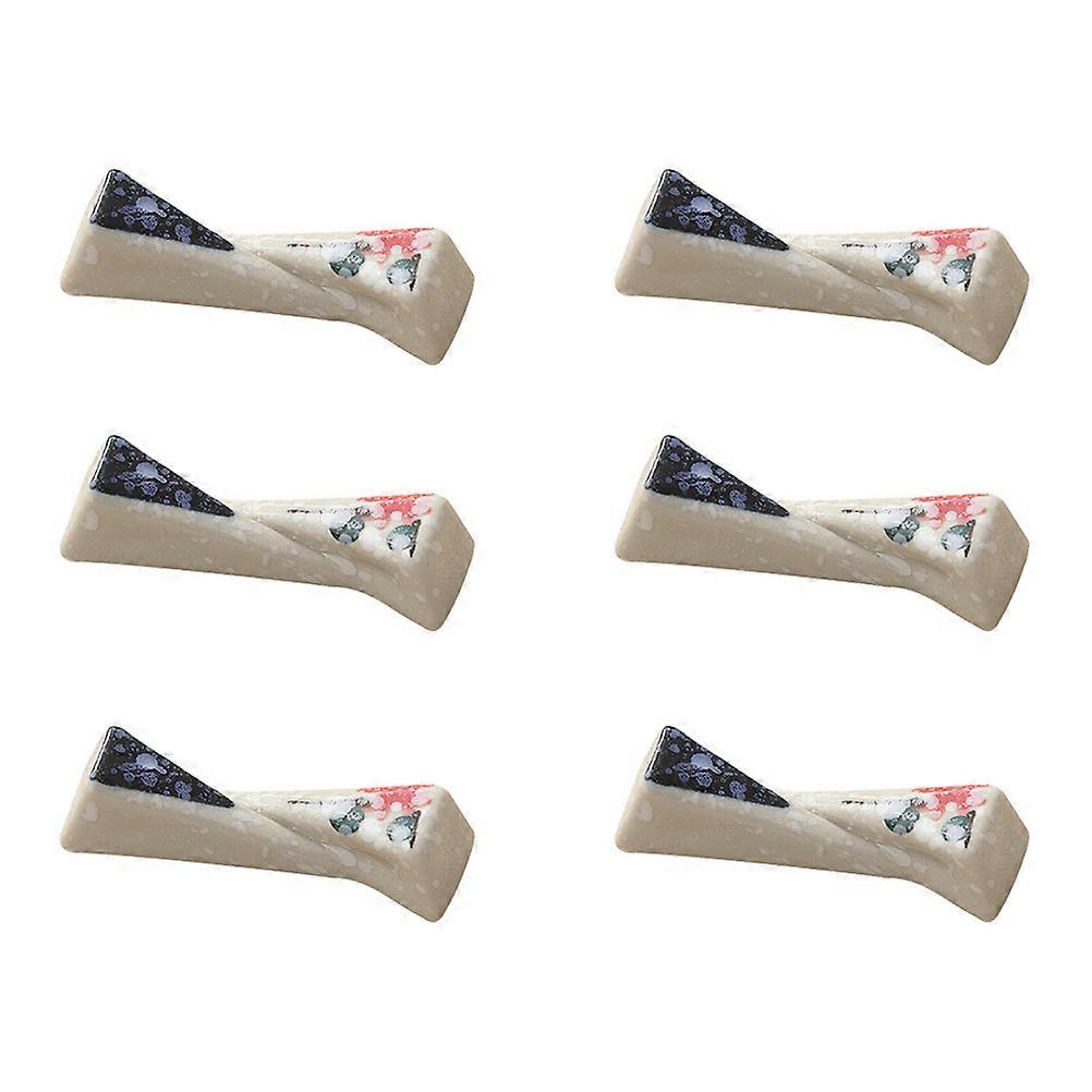 Chopstick Rest Holder 6Pcs Ceramic Japanese Style Rectangular Design Keep Table Clean Storage Rack For Home Use
