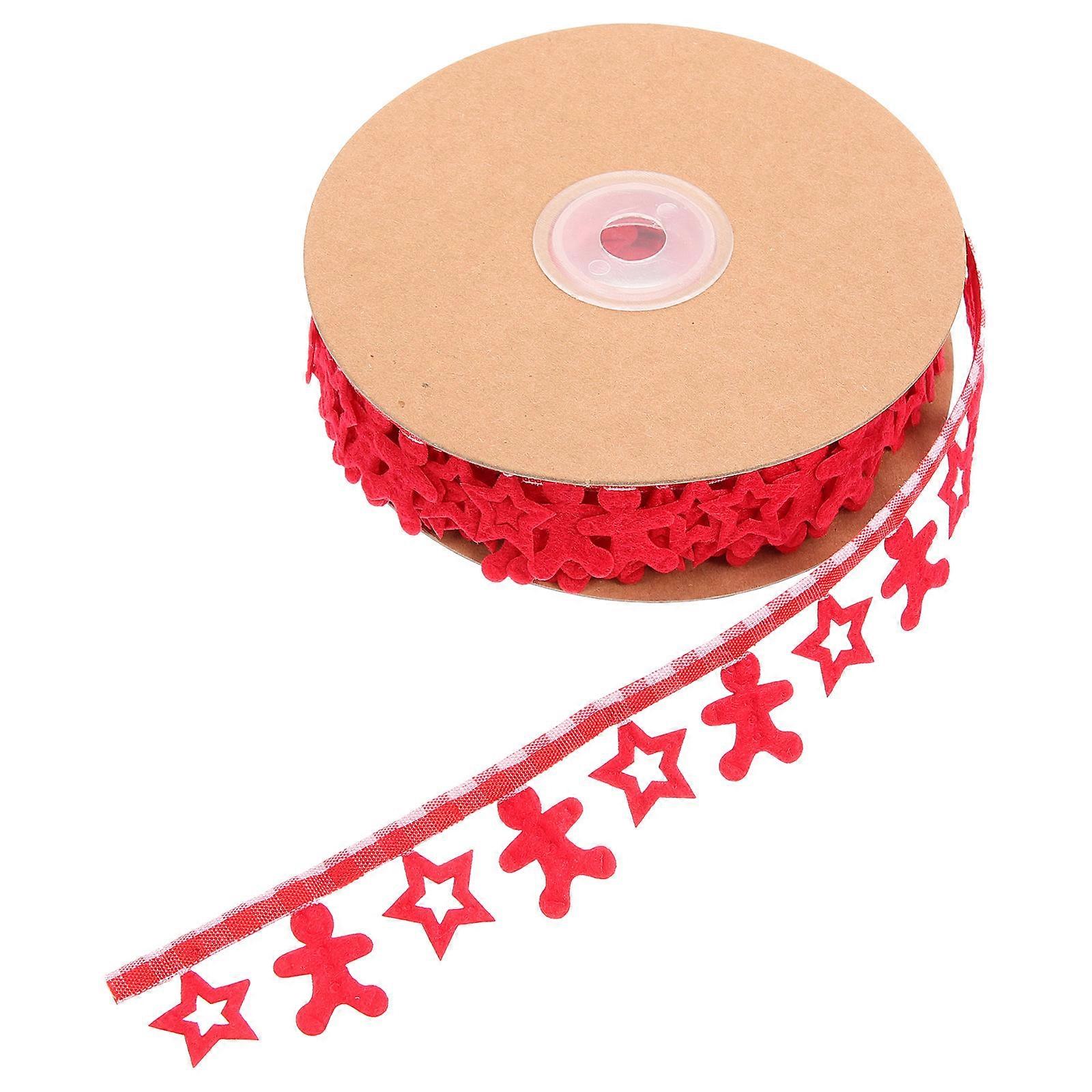 Decorative Wrapping Ribbon 1 Roll Red Christmas Star Print Rustic Ideal For Gift Wrapping Occasions
