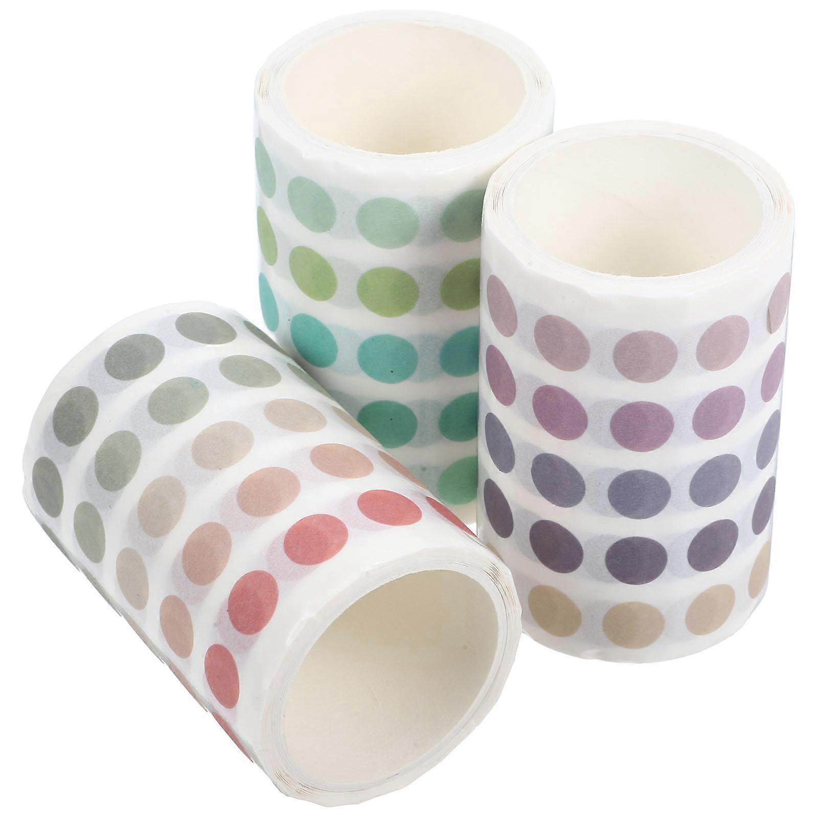 Round Dot Stickers Washi Tape Stickers For Creative Users Scrapbooks Versatile Use 3 Rolls