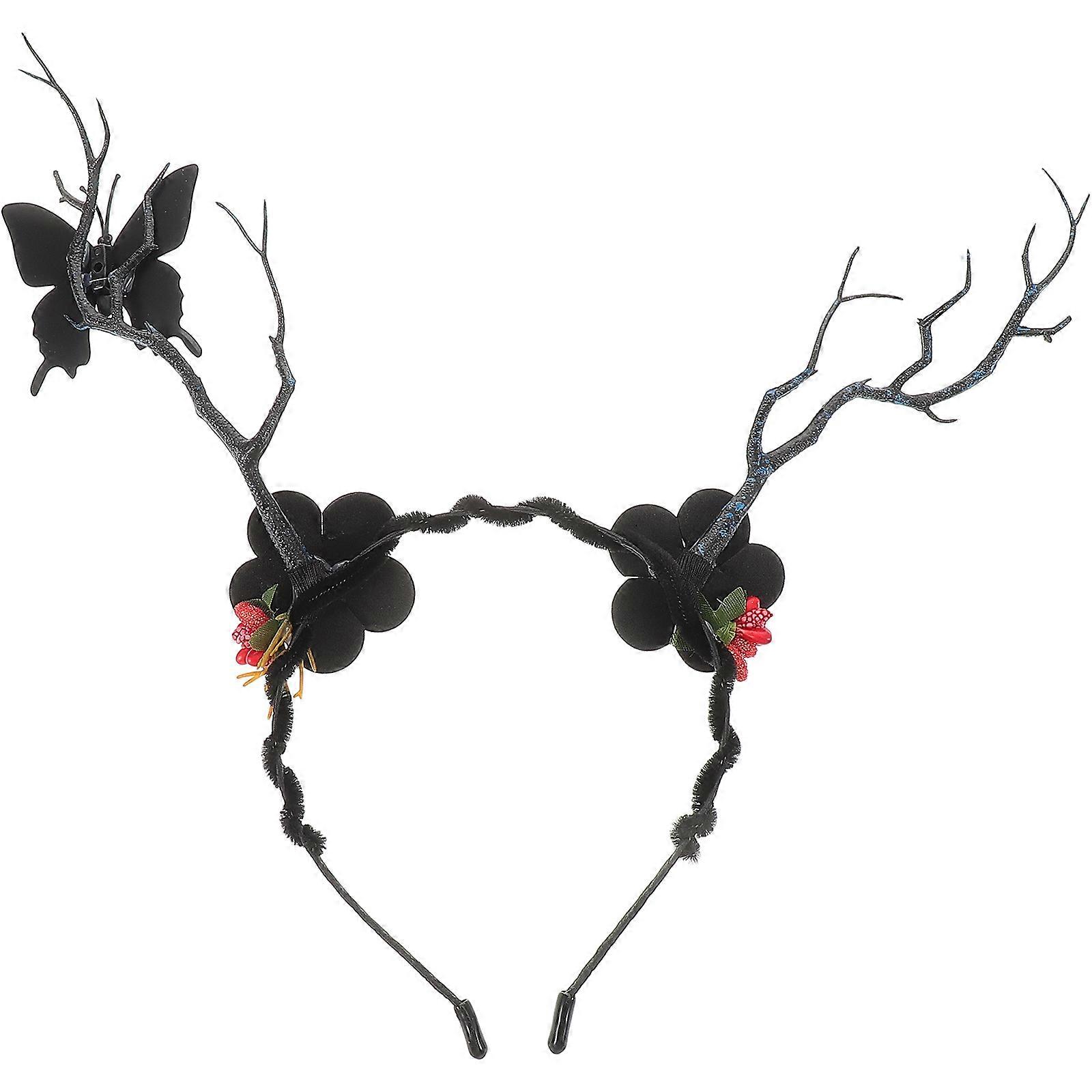 Black Butterfly Headband with Tree Branch Decor for Women Made of Plastic Comfortable and Stylish 1