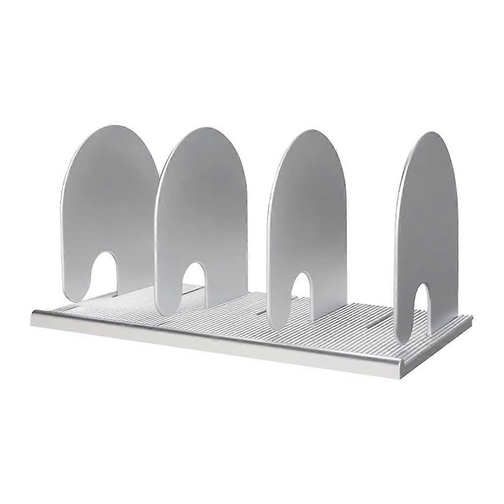 Library Bookends 3Layer Adjustable Bookends Bookshelf Student Dorm Desktop Plastic (Color: Gray)