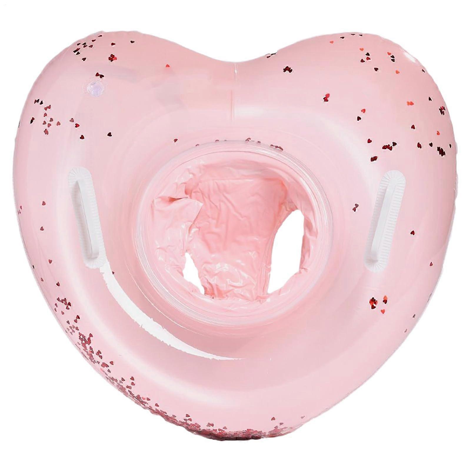 Pool Tubes for Kids Heart-Shaped Seat PVC Portable Swimming Tube With Comfortable Handles Travel Water Play Ages 6+