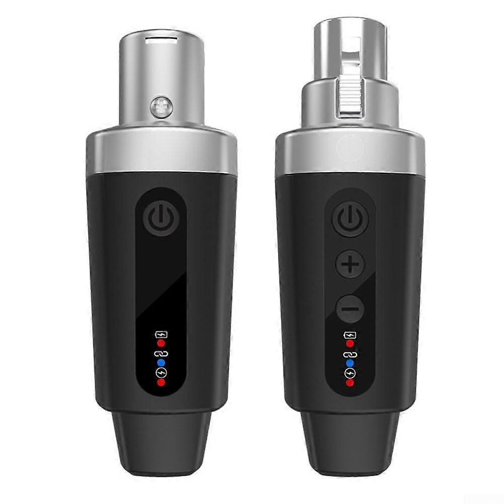 Wireless 2.4G XLR Microphone Converter System Transmitter and Receiver Set for Dynamic Microphones, 50m Range, USB Charging