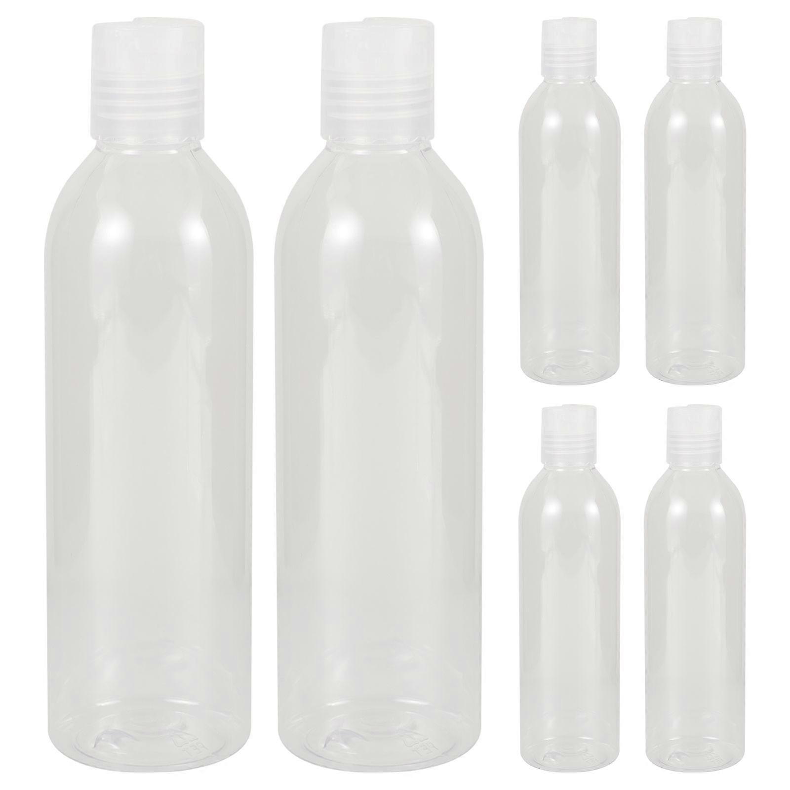 6pcs 250ml Press Type Lid Travel Bottles Portable Cosmetic Container Empty Bottle for Shampoo Lotion (Transparent Bottle and Lid)