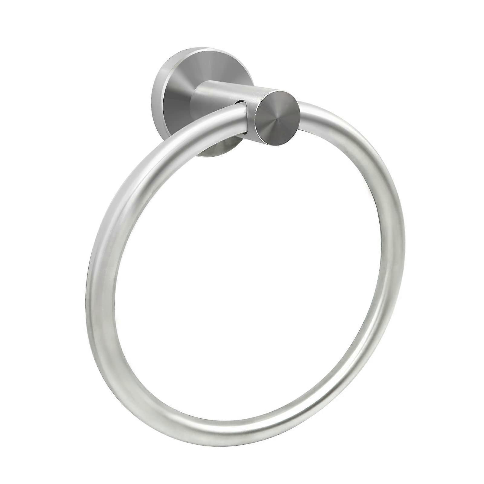 Brushed Nickel Towel Ring Wall Mounted Towel Rack SUS 304 Stainless Steel Simple Round Design for Bathroom Use