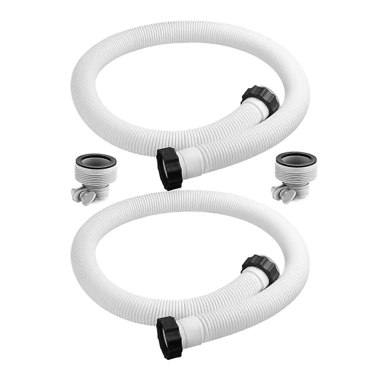 Pool Hose Flexible PVC Construction 140 x 50 cm for Saltwater System High Flow Compatibility White Color with Adapters