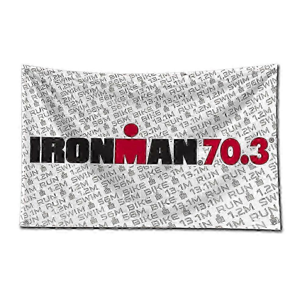 3x5 Ft Iron Man Flag - Polyester Digital Printing Banner for Garage Wall Art, Outdoor Decoration with Brass Grommets - Triathlon Theme