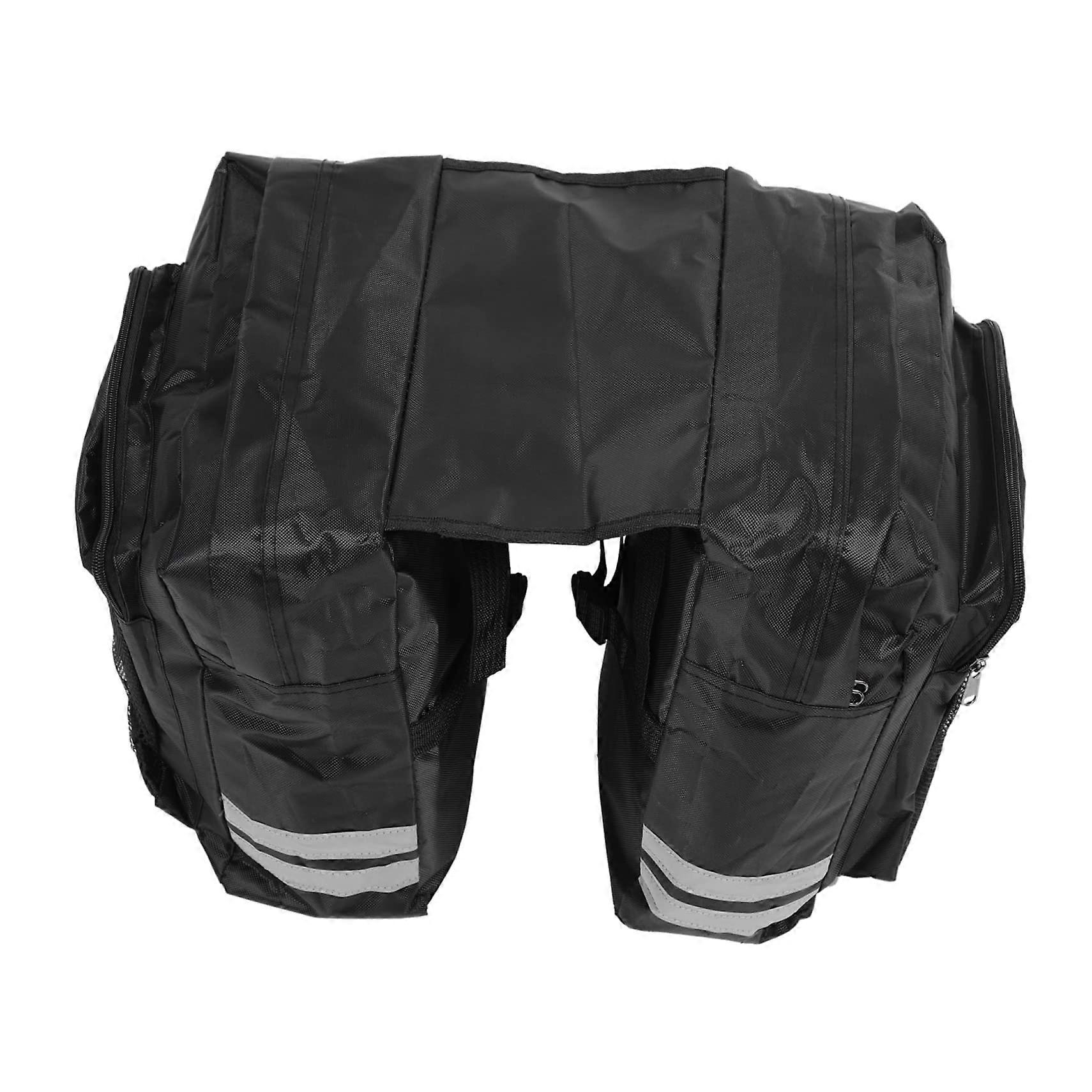 Bike Rear Rack Pouch Durable Storage Bag with Reflective Strips Multiple Pockets
