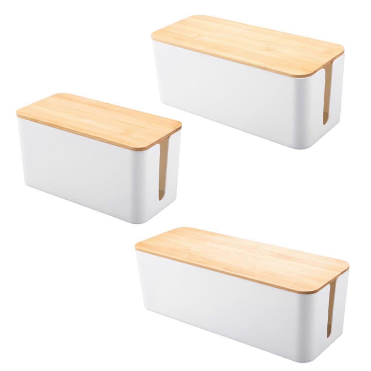 3 Pack Cable Management Box Set Desk Cord Organizer for Office Home Power Strip Storage