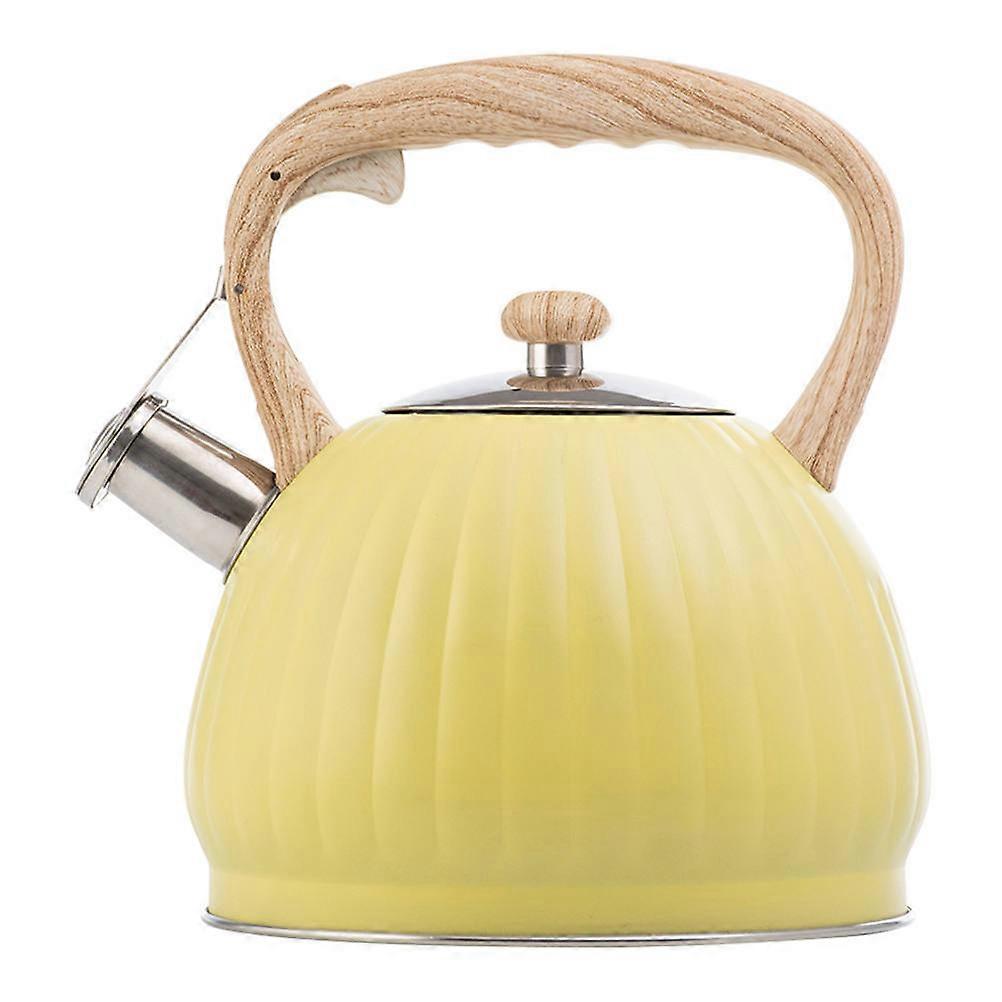 Boiling Tea Kettle Stovetop Whistling Water Kettle Home Use Wood Stainless Steel Handle Assorted Color 1Pc