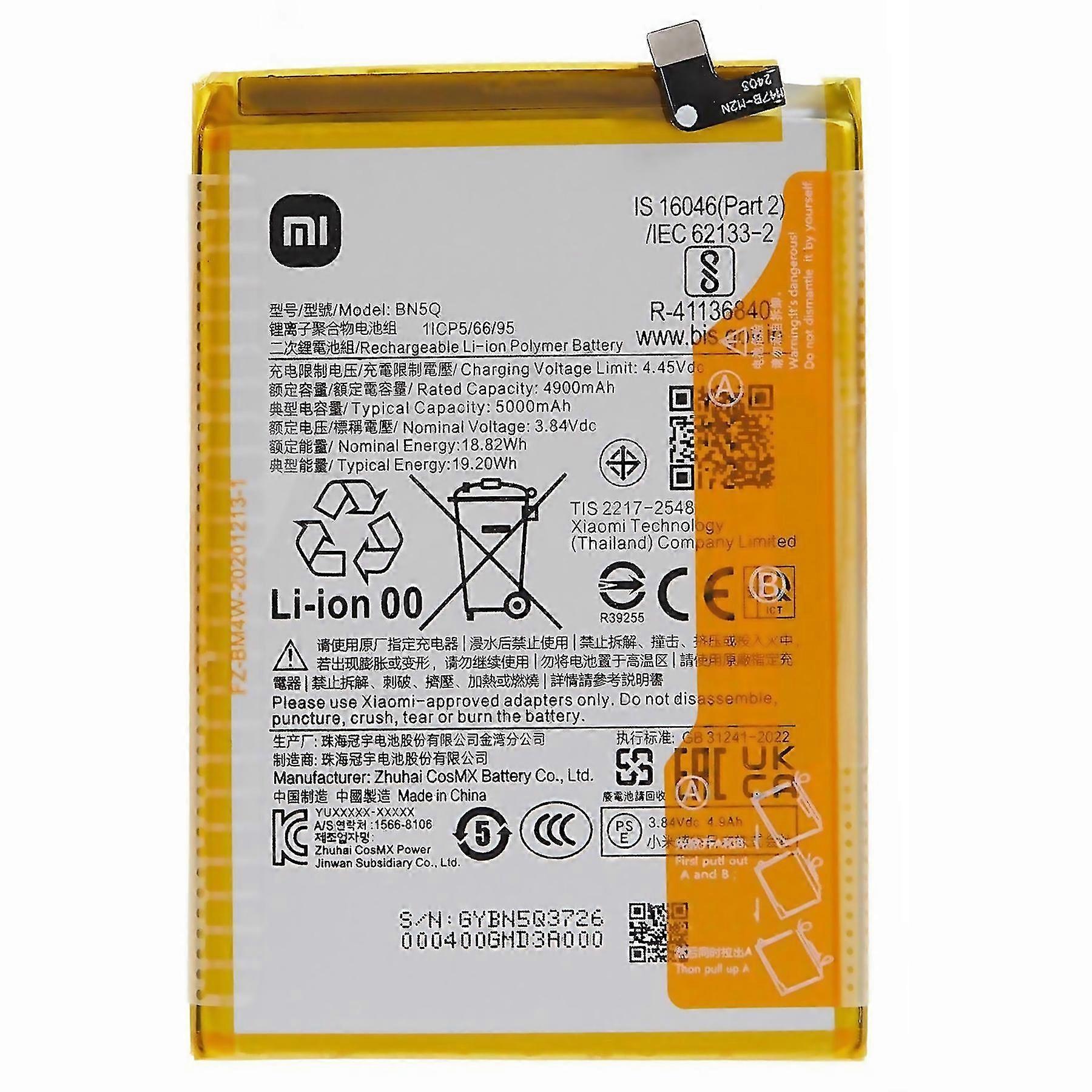 For Xiaomi Redmi 13c 4g 13c 5g 384v 4900mah Rechargeable Lipolymer Battery Assembly Part Encode Desi