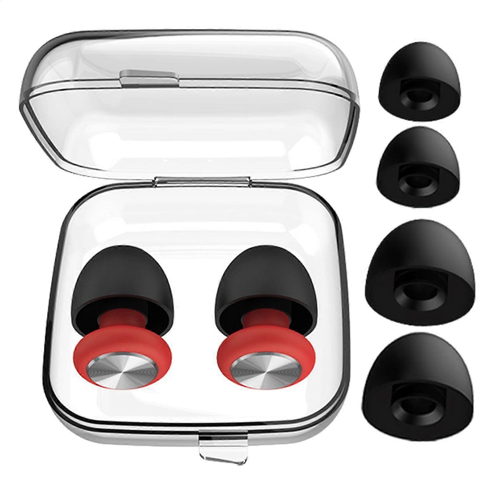 Reusable Earplugs Silicone NoiseReducing, Comfortable Sleep Ear Protection, Stylish Design, Black Red, Pack of 1
