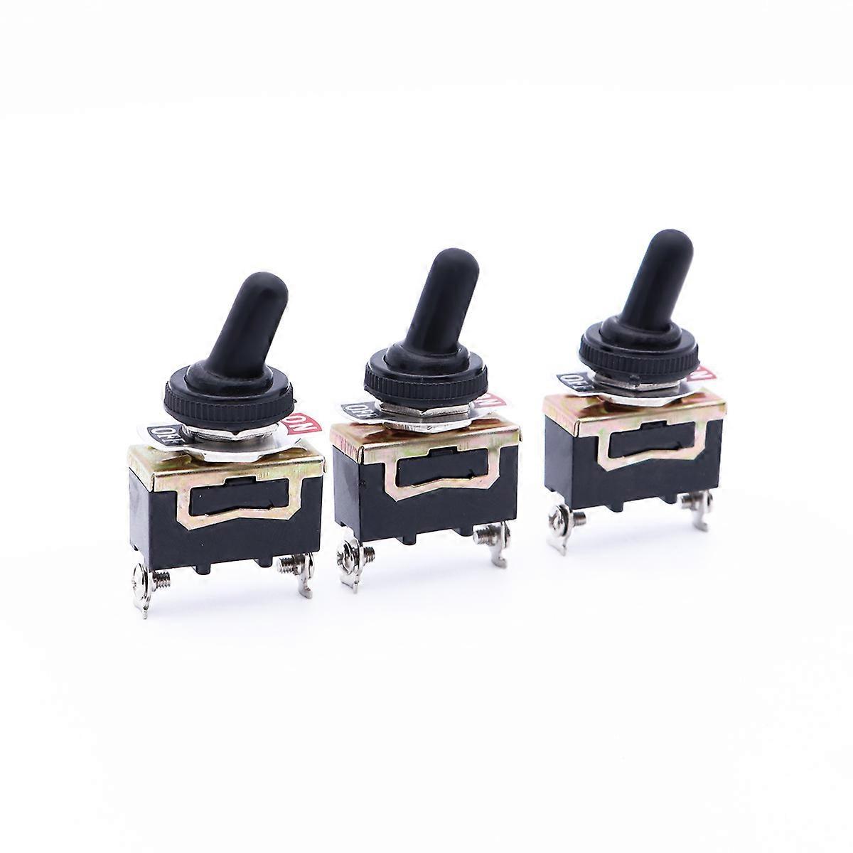 10pcs 250V15A Toggle E TEN1021 2 Terminal Pin ON/OFF Waterproof Metal Boot Cover with 5 Caps and 5 Additional Caps