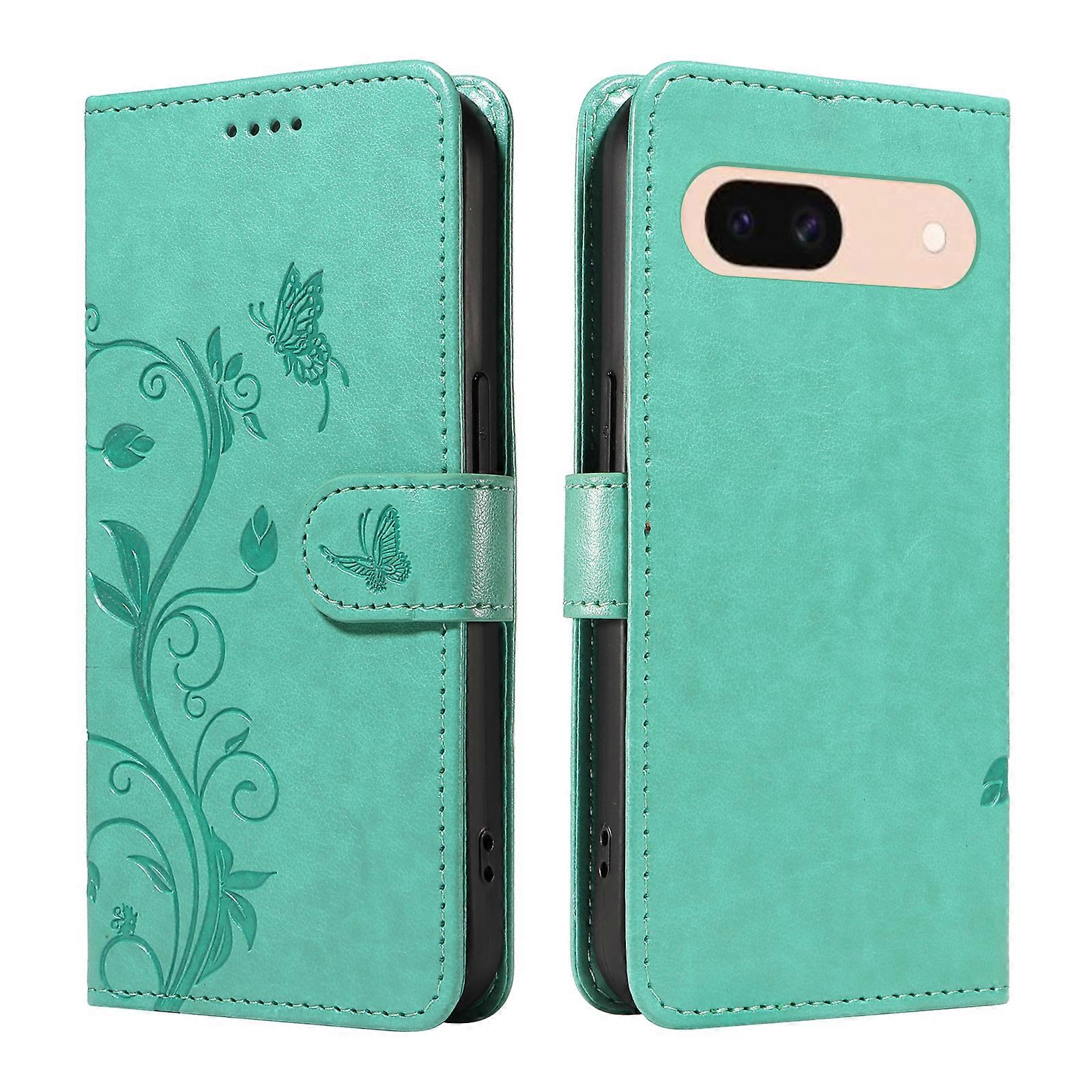 Compatible For Google Pixel 8a PU Leather Cases Flower Pattern Wallet Stand Phone Cover with Strap