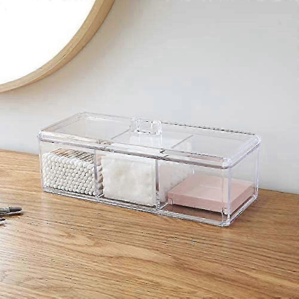 Rectangular cotton ball and swab storage box with cover, dustproof