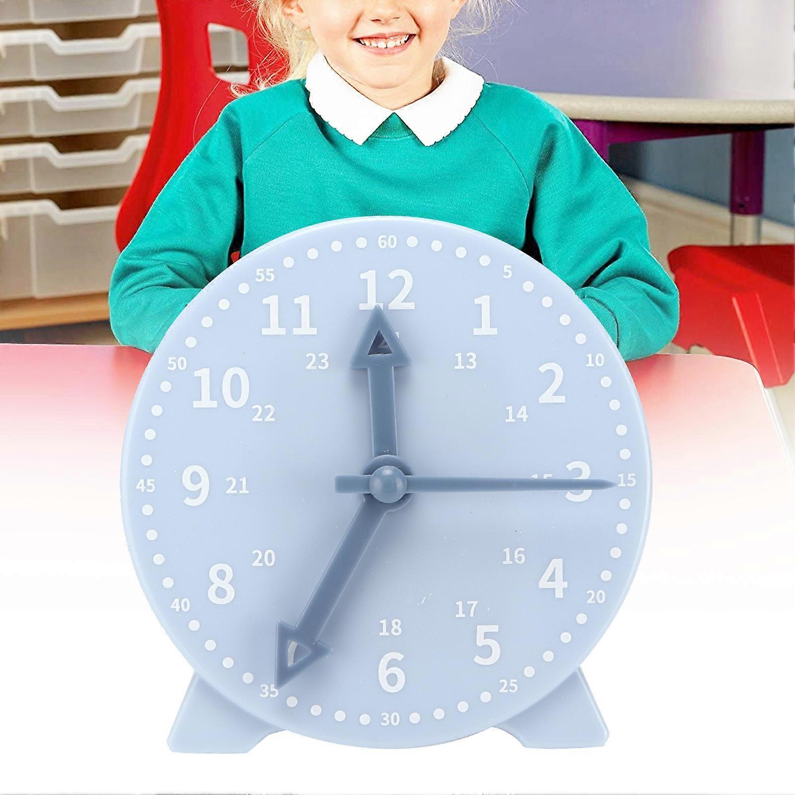 Mprince Clock Model Blue Learning Time Mathematics Teaching Aids with 3 Clock Hands for Primary School Students
