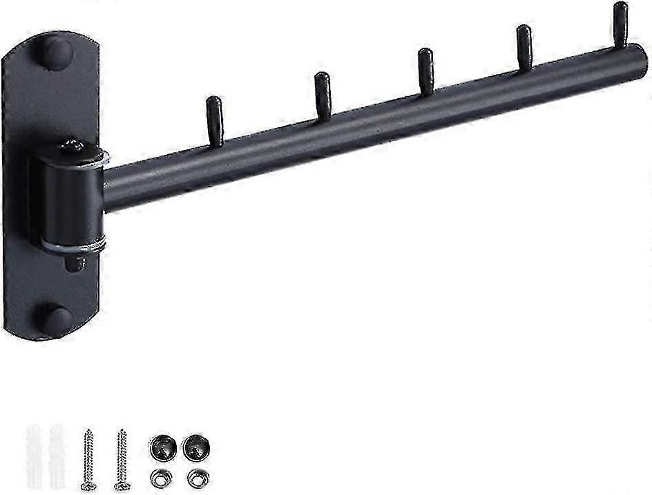 壁掛けステンレス製洋服ハンガー、5フック付きスイングアームサポート付き