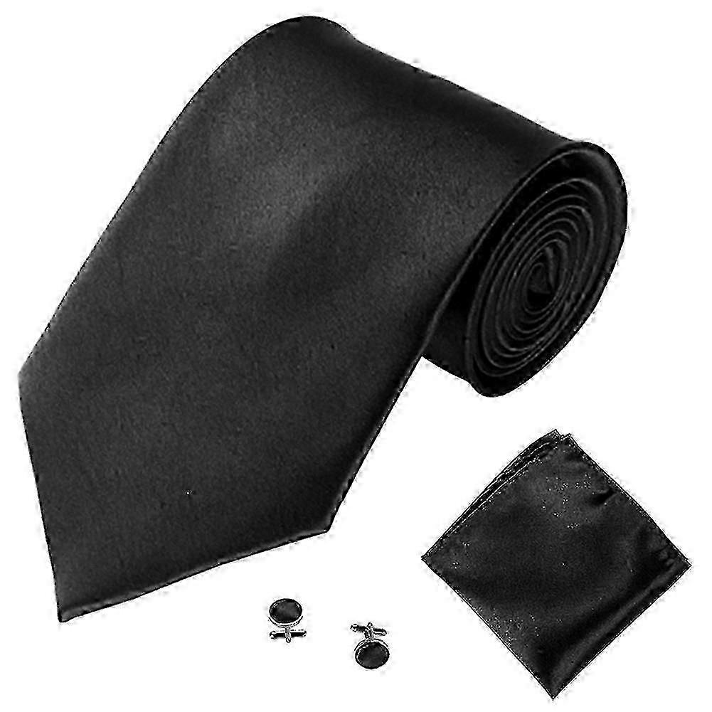 Men's Solid Color Suit Set with Tie, Cufflinks & Hanky - Stylish Tuxedo