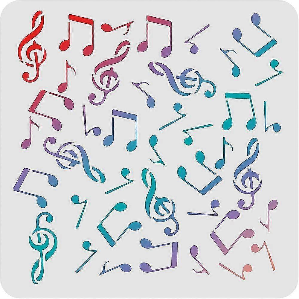 2025 1pc Music Note Stencils Template 11.8x11.8inch Plastic Beat Notes Stencils Drawing Painting Stencils Notes Pattern Reusable Stencils for Painting