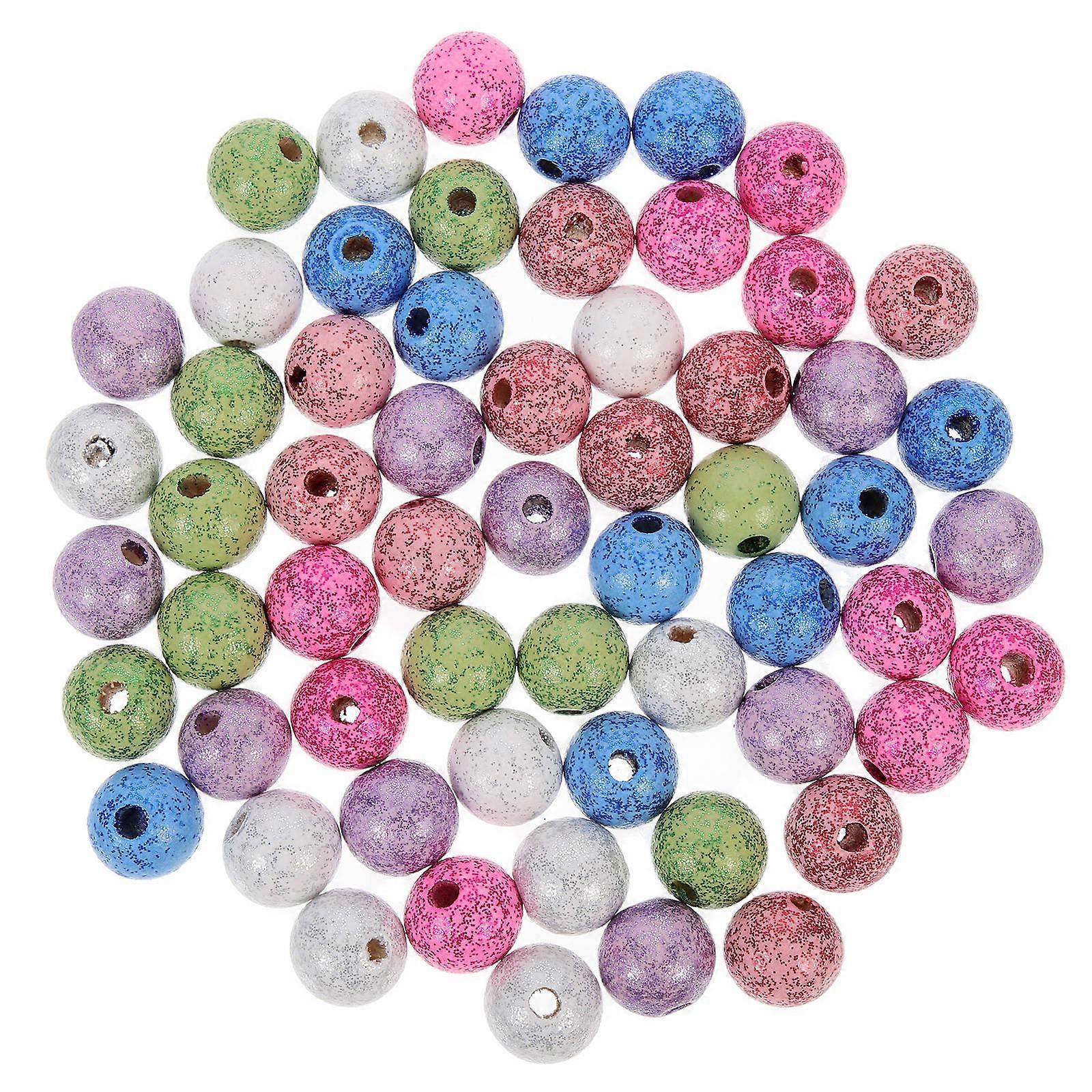 Wooden DIY Bead for Crafts Multipurpose Wooden Beads 60Pcs Set