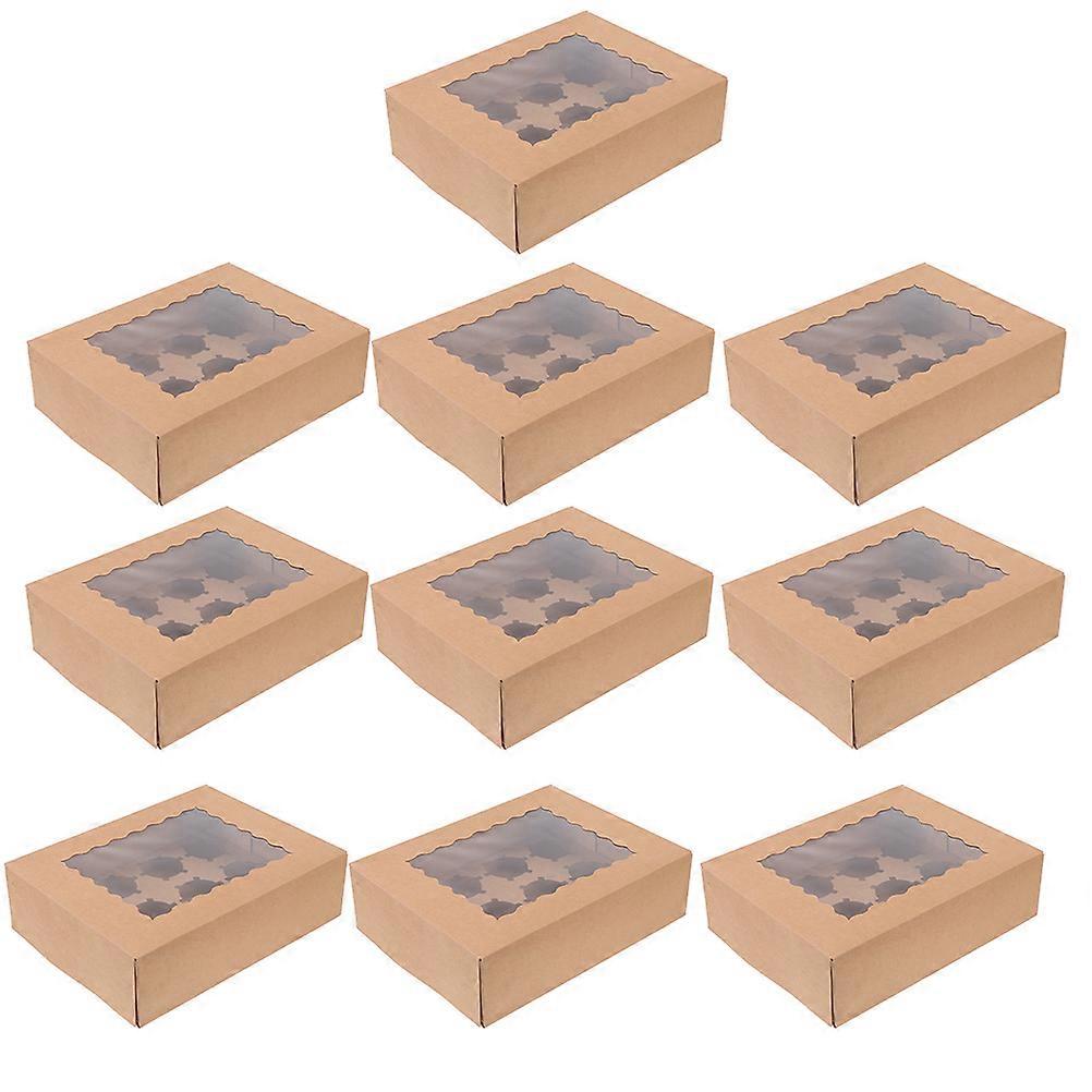 Paper Cupcake Boxes Portable Small Cakes Storage Containers 32.50X24.80X9.00CM Simple Appearance 10Pcs