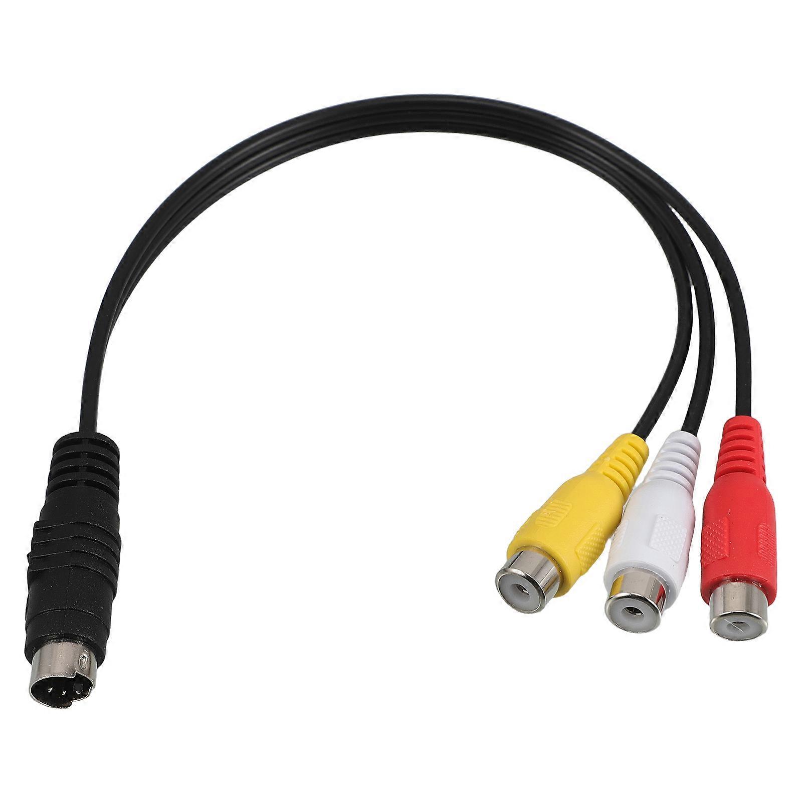 Video Adapter Cable for Easy Connection 4 Pin S-Video to 3 Cord Conversion