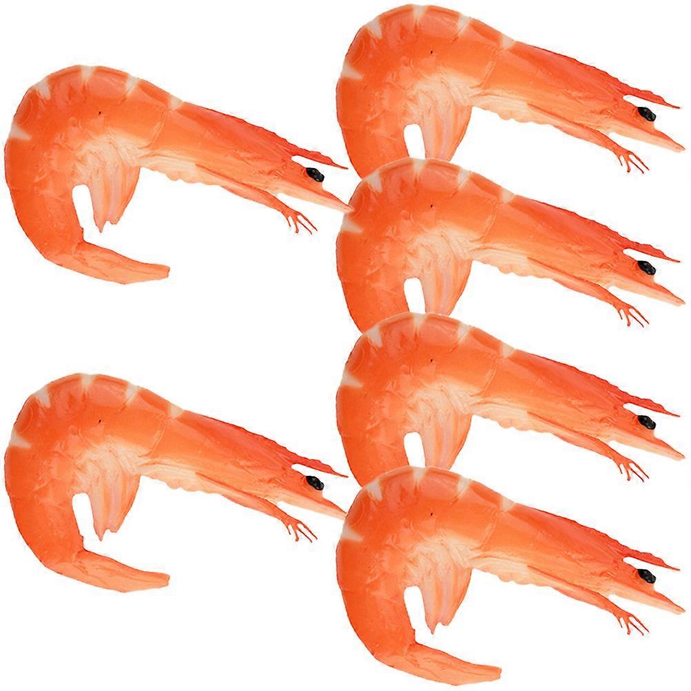 Simulation Cooked Shrimp Model Artificial Shrimp Decors for Office Red Pvc Decorative Items 6Pcs