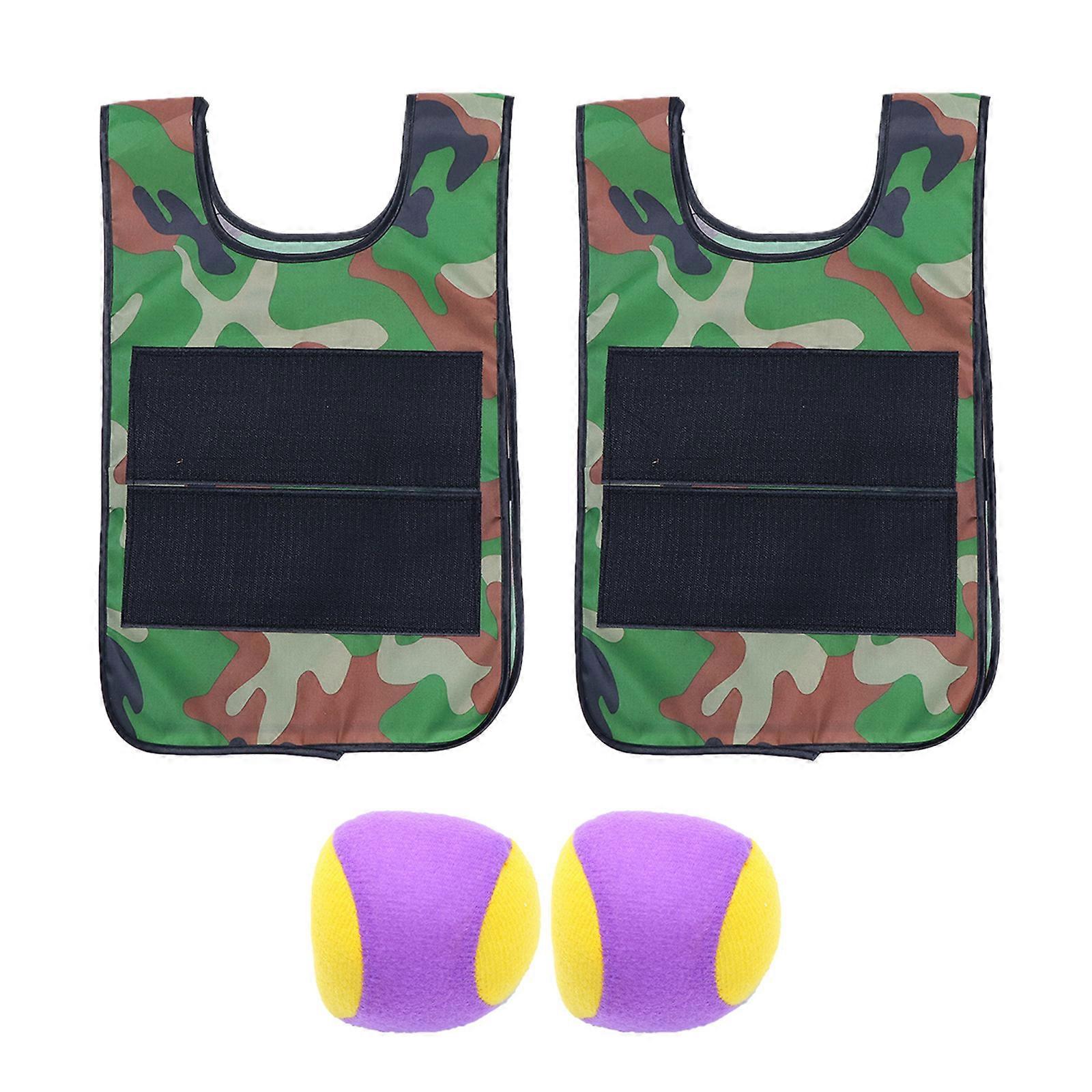 Sticky Ball Costume Outdoor Game Vest for Kids Playing 2Sets Camouflage