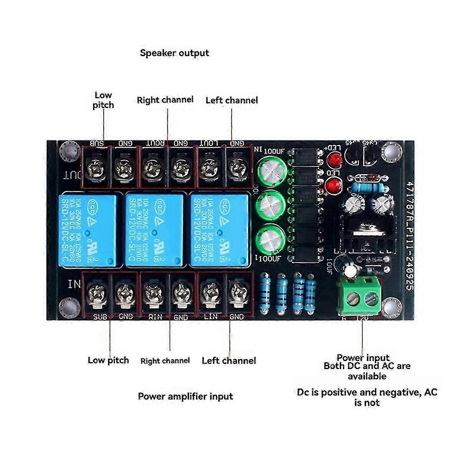 300W Digital Amplifier Speaker Protection Board Relay Protection Module 2.1 Three-Channel Speaker De