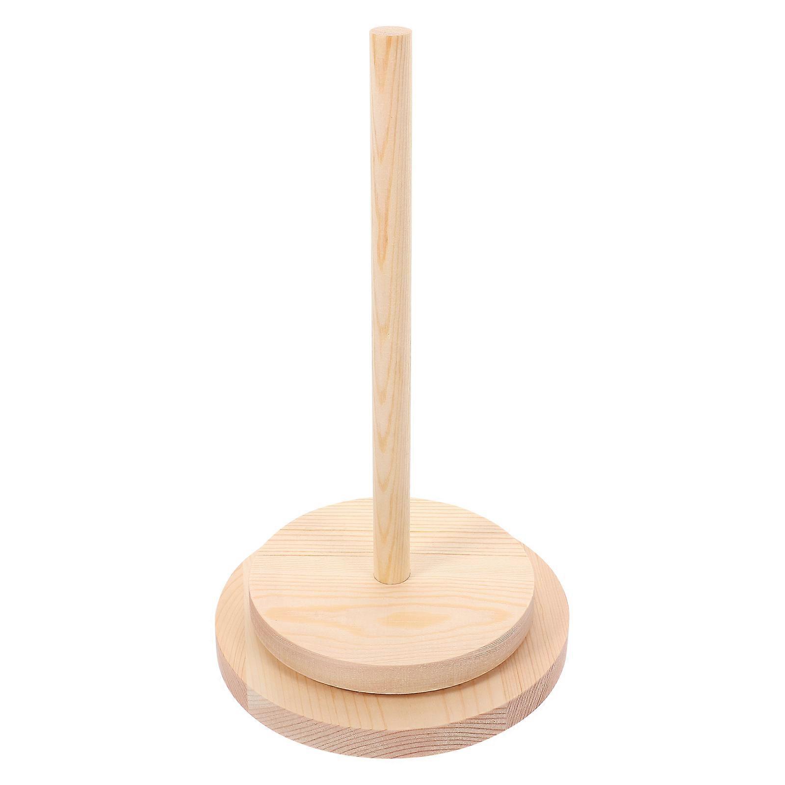 Khaki Spool Holder Wooden Spool Storage Rack for Home Use