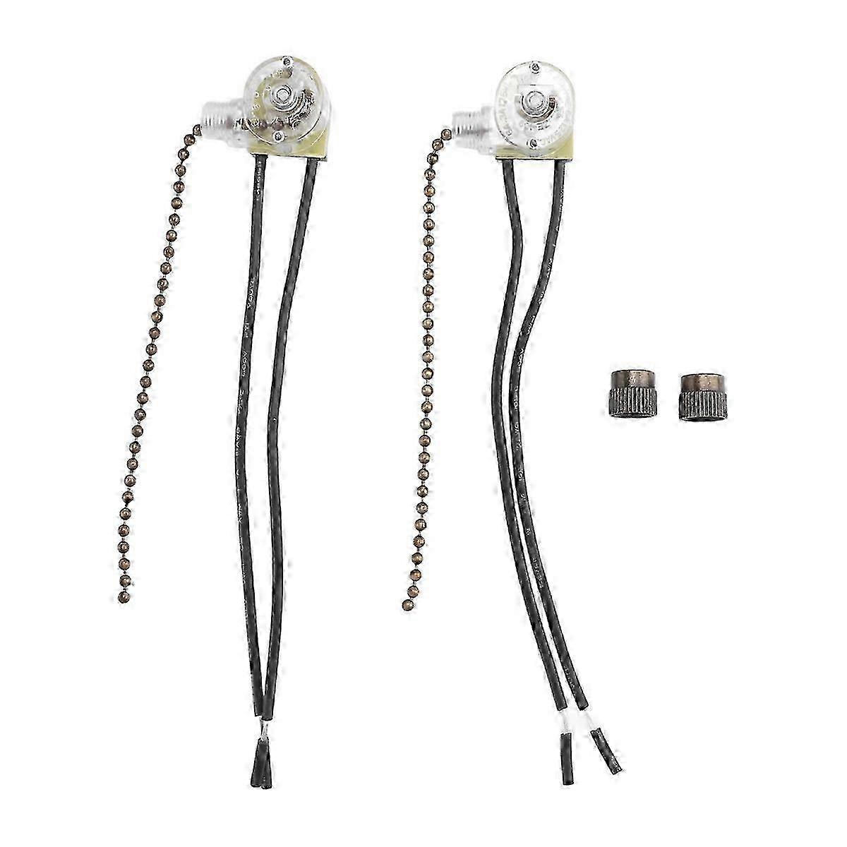 Two-Wire Ceiling Fan Light Switch with Pull Cords for Fan and Light Control