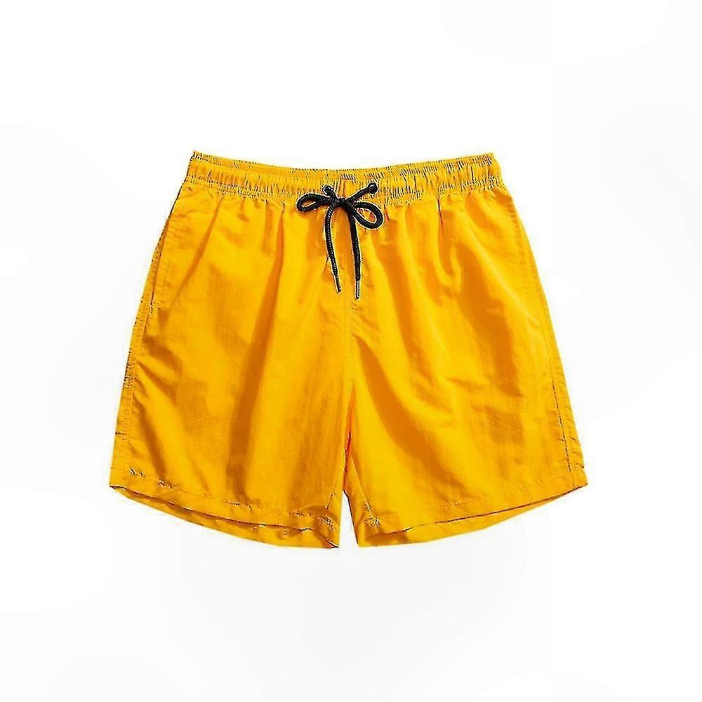 Men's Elastic Waist Athletic Shorts for Gym and Casual Use (Lemon Yellow)
